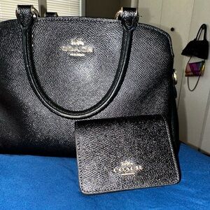 Coach Black Leather Women's Bag and Wallet Set